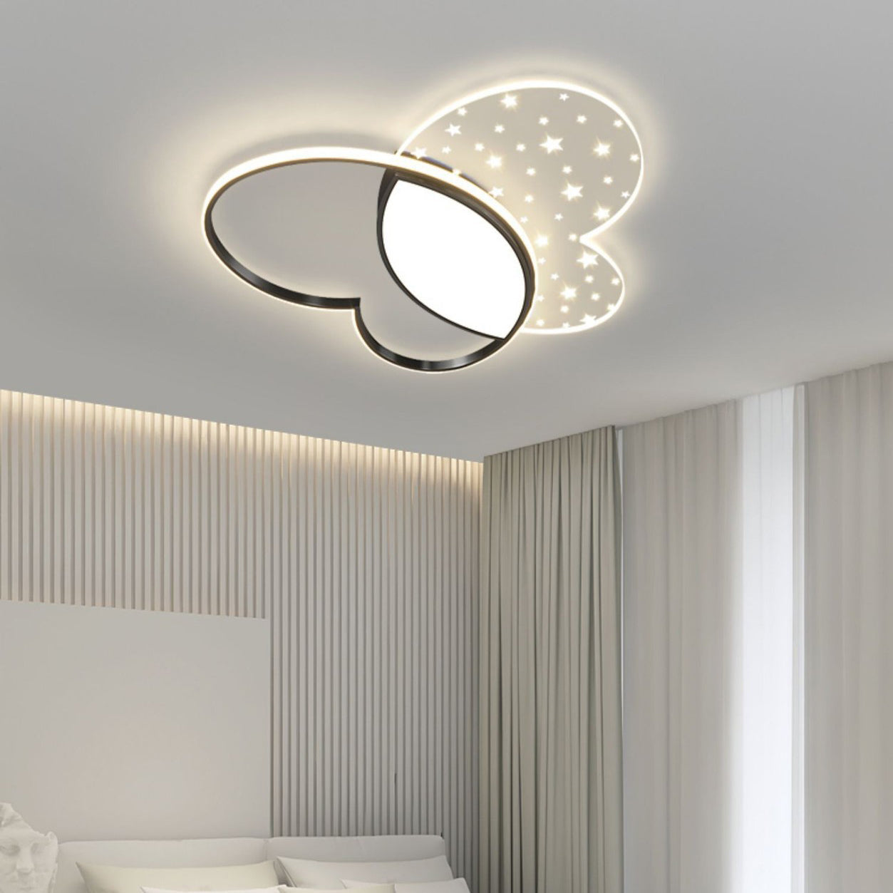 Contemporary Creative Butterfly Metal Acrylic LED Flush Mount Ceiling Light For Bedroom