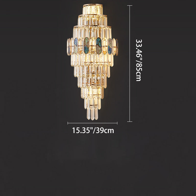 مصباح حائط عصري فاخر على شكل شبه منحرف معدني كريستالي من الألومنيوم 3/5/8 ضوء لغرفة المعيشة