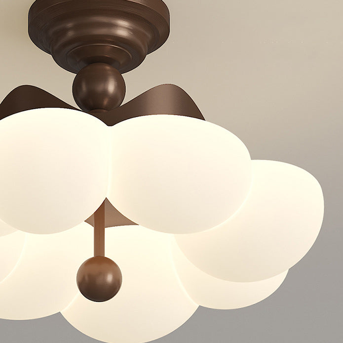 Contemporary Creative Crown Round Iron PE LED Semi-Flush Mount Ceiling Light For Bedroom