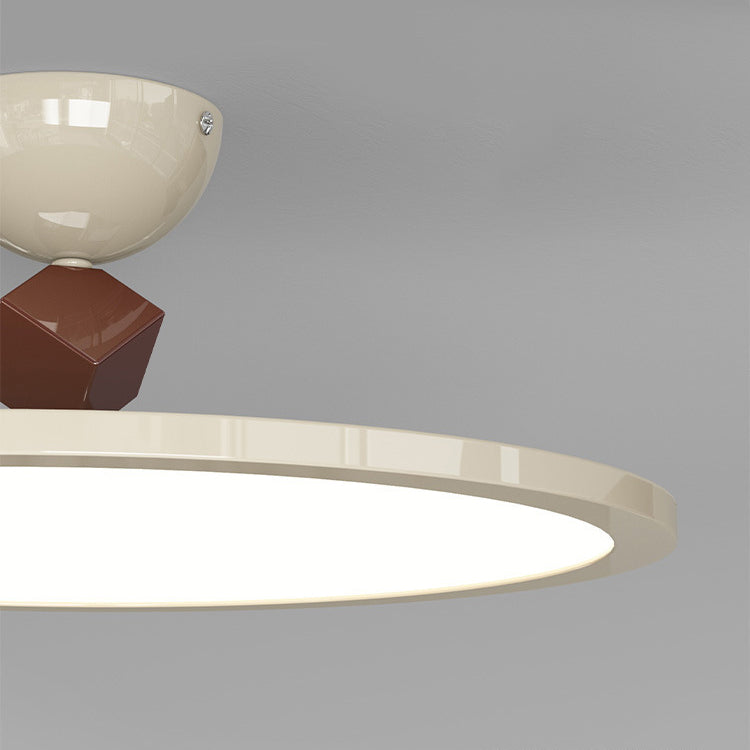 Modern Simplicity Flying Saucer Round Iron PC LED Semi-Flush Mount Ceiling Light For Bedroom