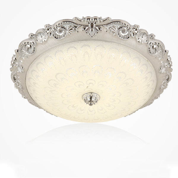 Traditional European Round ABS Glass LED Flush Mount Ceiling Light For Bedroom