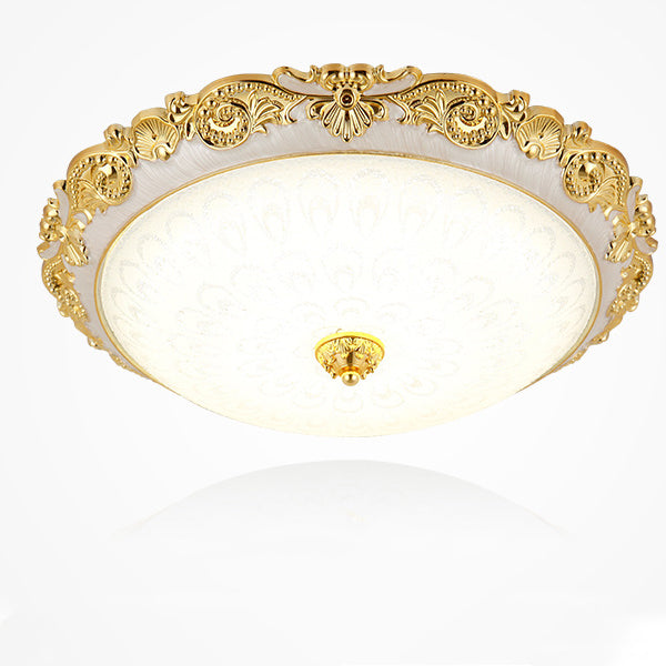 Traditional European Round ABS Glass LED Flush Mount Ceiling Light For Bedroom
