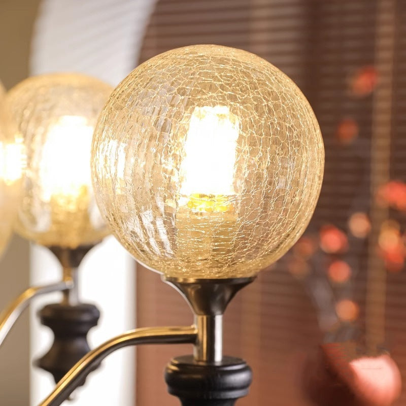 Traditional Vintage Sphere Iron Glass 6-Light Chandelier For Living Room