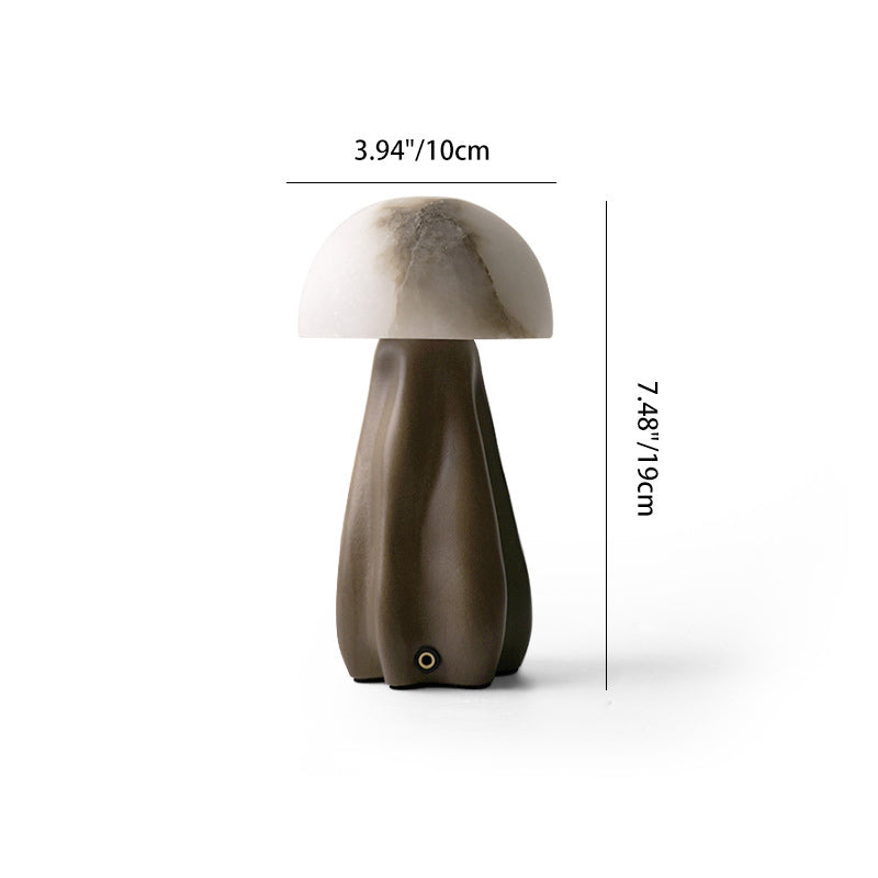 Contemporary Creative Mushroom Marble 1-Light Table Lamp For Bedroom