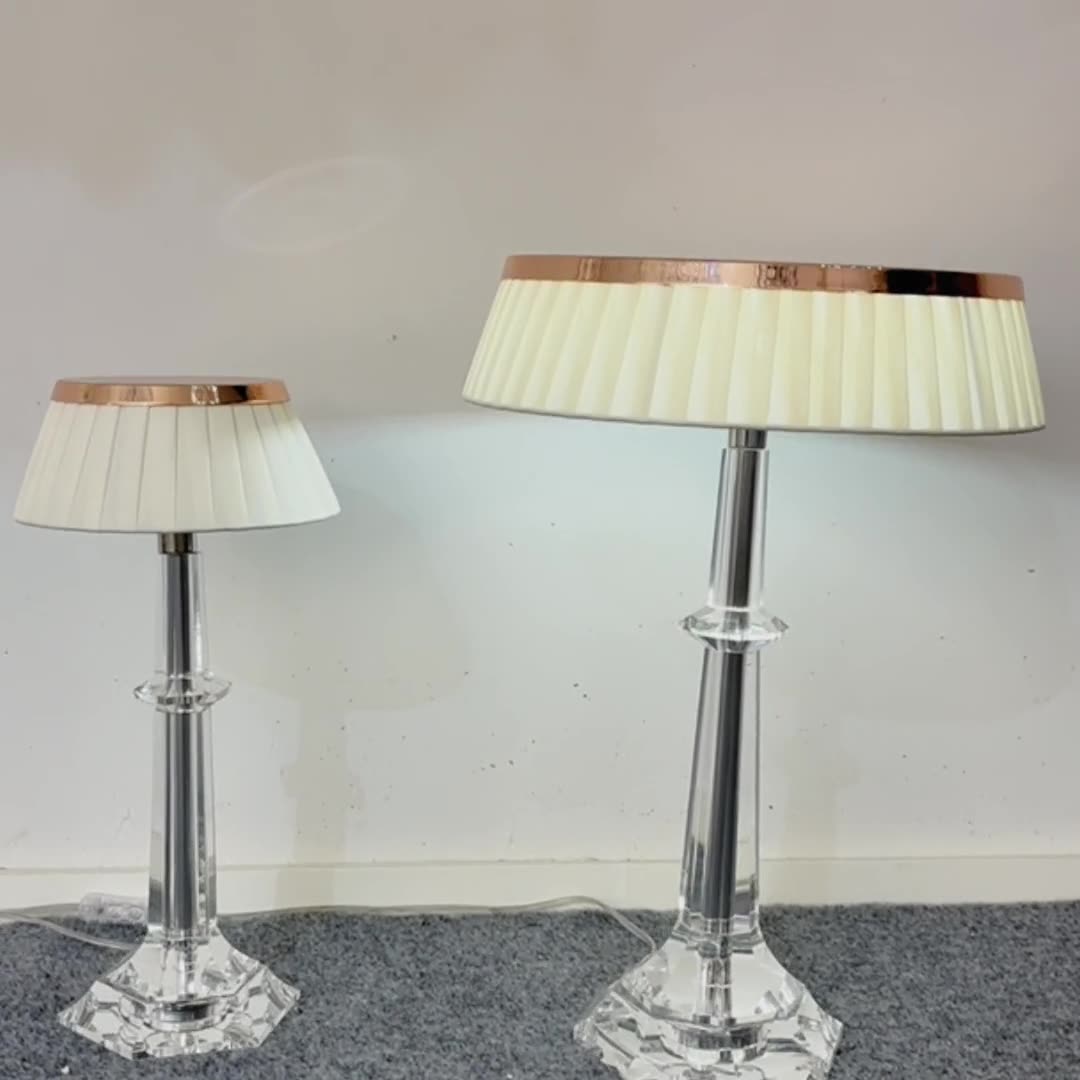 Modern Luxury Round Iron Crystal 1-Light Table Lamp For Bedroom