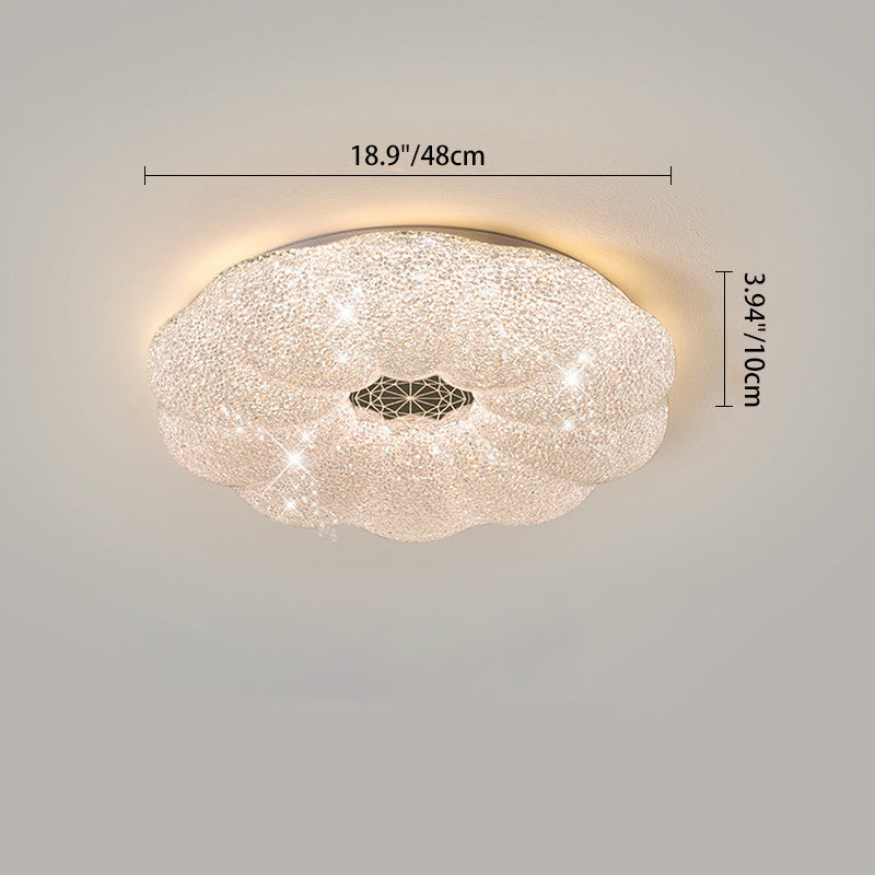Modern Luxury Round Iron Crystal LED Flush Mount Ceiling Light For Bedroom