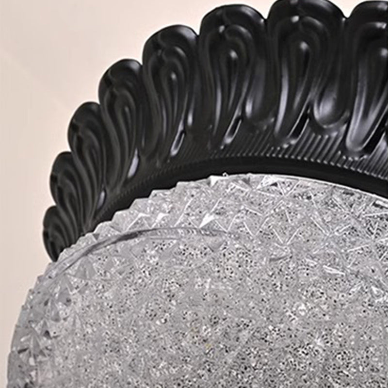 Traditional Vintage Round Alloy Glass LED Semi-Flush Mount Ceiling Light For Bedroom