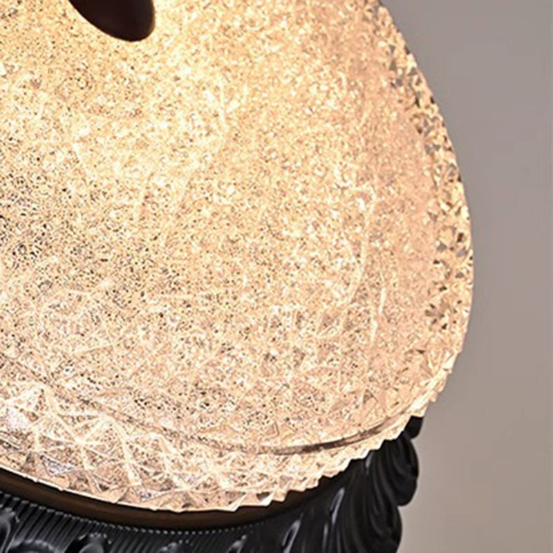 Traditional Vintage Round Alloy Glass LED Semi-Flush Mount Ceiling Light For Bedroom