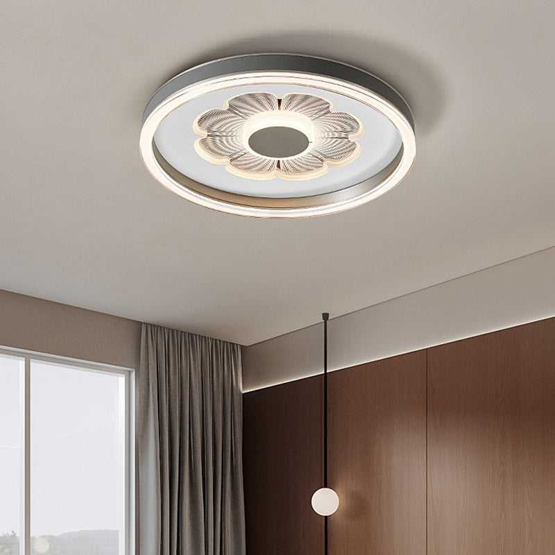 Modern Simplicity Round Iron Aluminum Acrylic Leather LED Flush Mount Ceiling Light For Bedroom