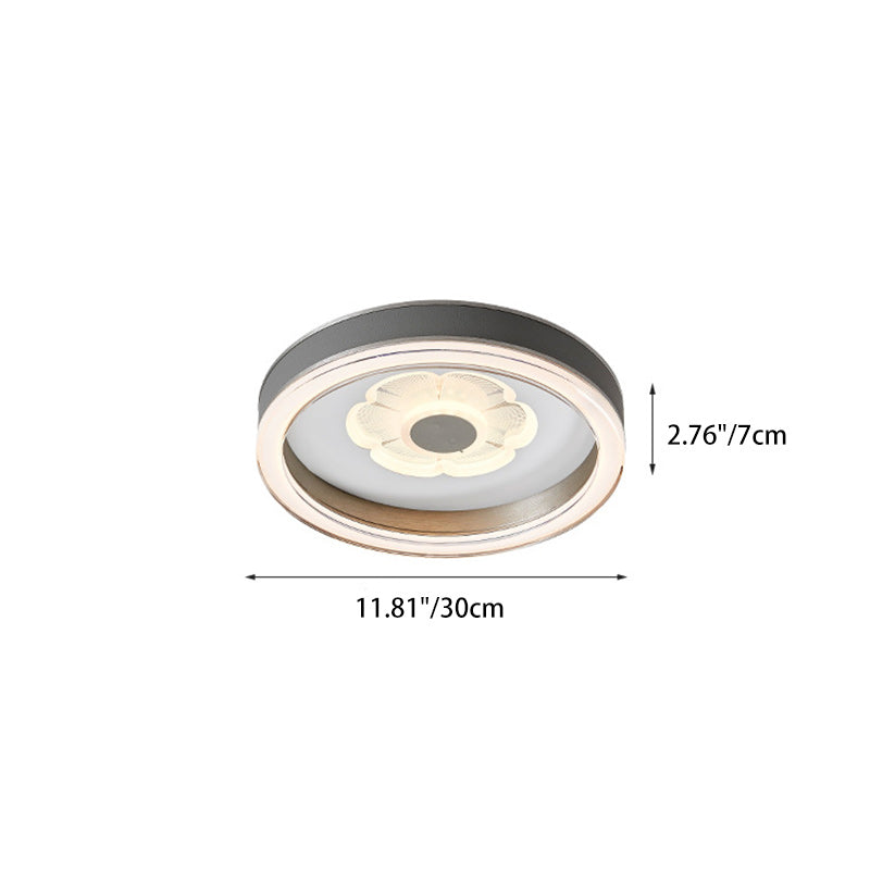 Modern Simplicity Round Iron Aluminum Acrylic Leather LED Flush Mount Ceiling Light For Bedroom