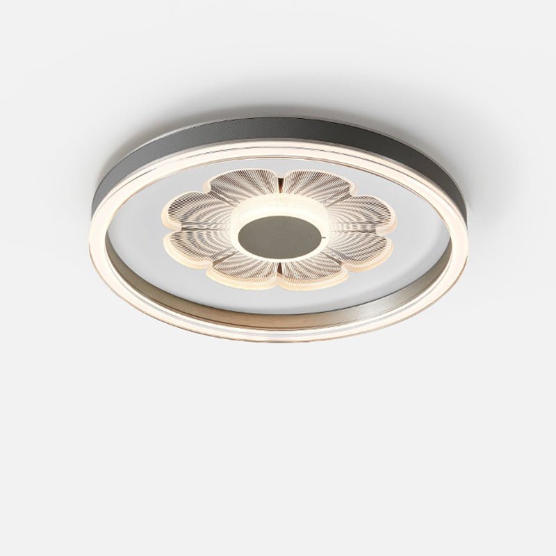 Modern Simplicity Round Iron Aluminum Acrylic Leather LED Flush Mount Ceiling Light For Bedroom