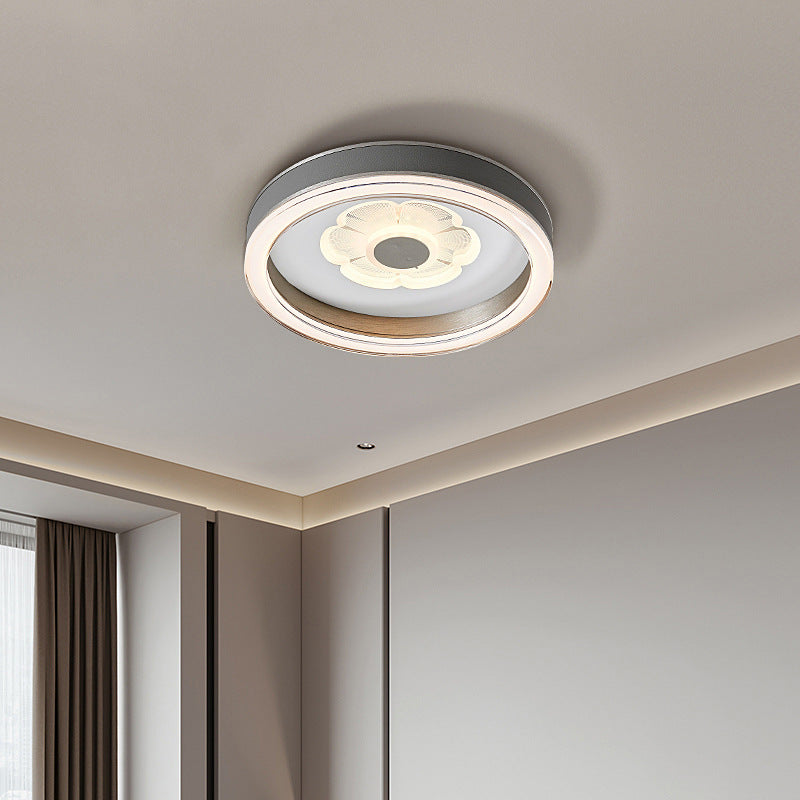 Modern Simplicity Round Iron Aluminum Acrylic Leather LED Flush Mount Ceiling Light For Bedroom