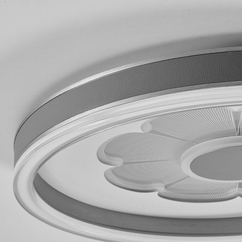 Modern Simplicity Round Iron Aluminum Acrylic Leather LED Flush Mount Ceiling Light For Bedroom