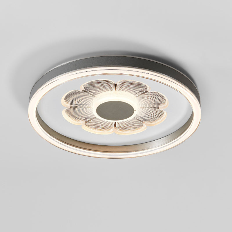 Modern Simplicity Round Iron Aluminum Acrylic Leather LED Flush Mount Ceiling Light For Bedroom