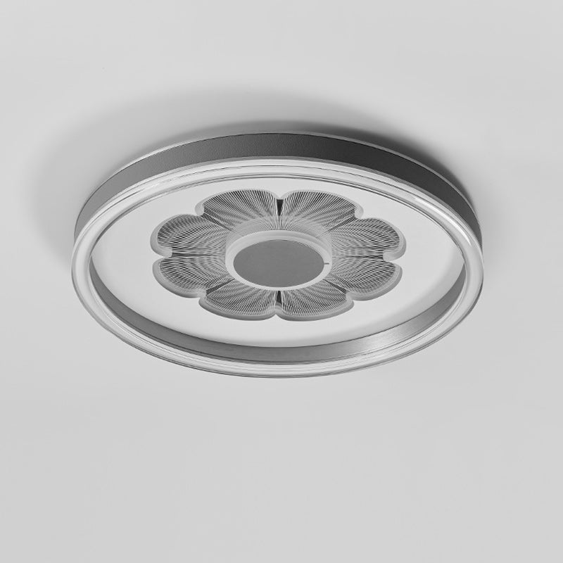 Modern Simplicity Round Iron Aluminum Acrylic Leather LED Flush Mount Ceiling Light For Bedroom