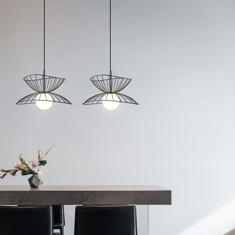 Contemporary Creative Straw Hat Iron 1-Light Pendant Light For Living Room