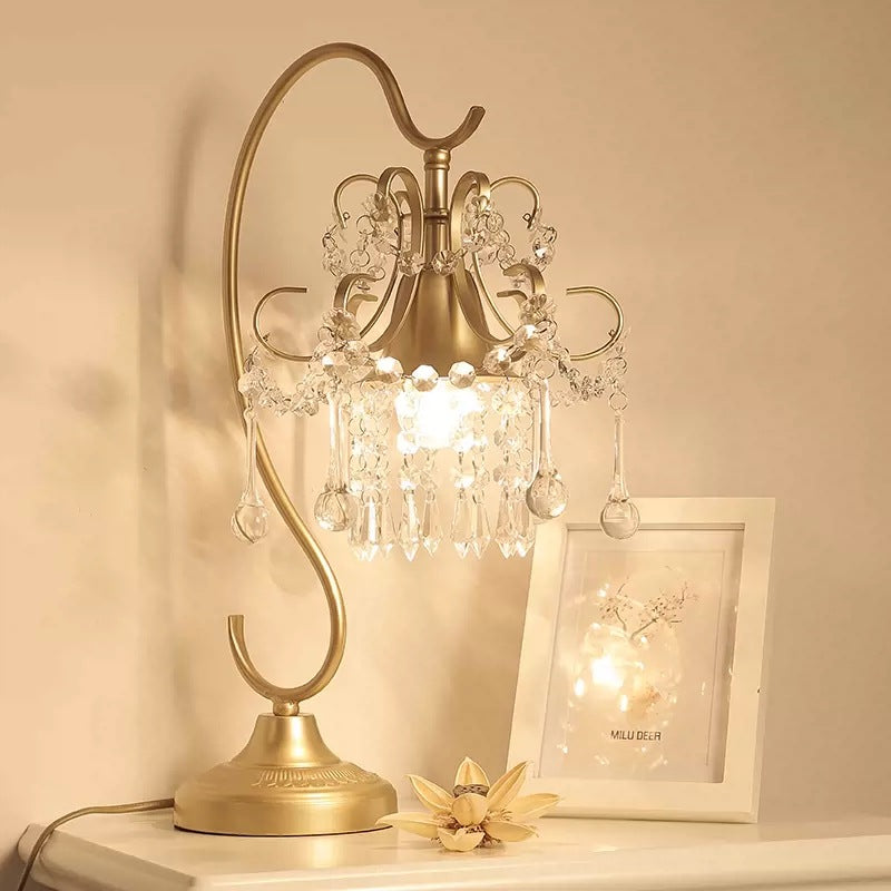Contemporary Creative Cone Metal Crystal 1-Light Table Lamp For Bedroom