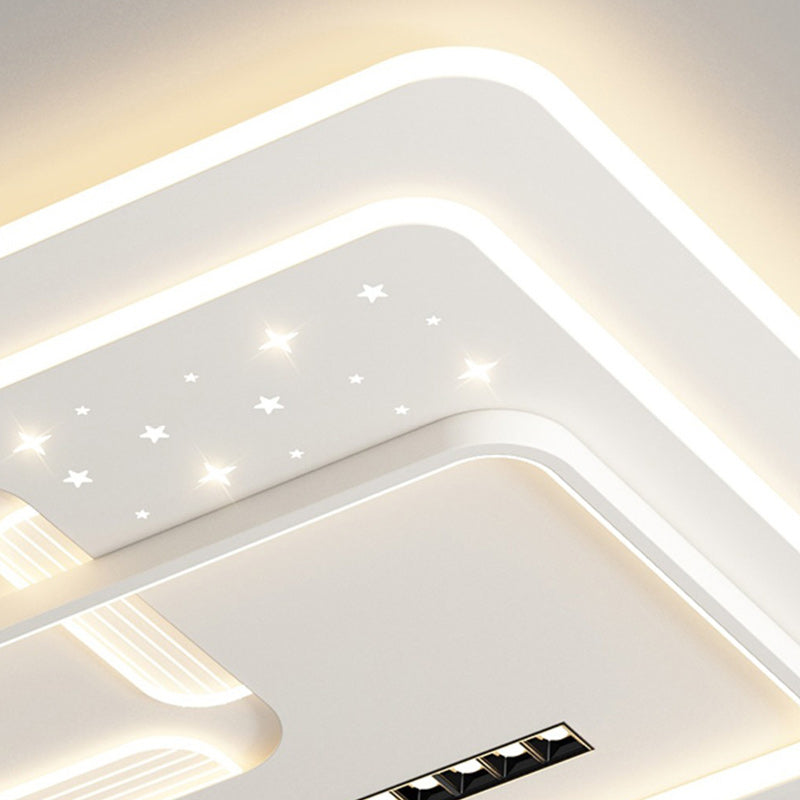 Contemporary Luxury Rectangular Iron Acrylic LED Flush Mount Ceiling Light For Living Room