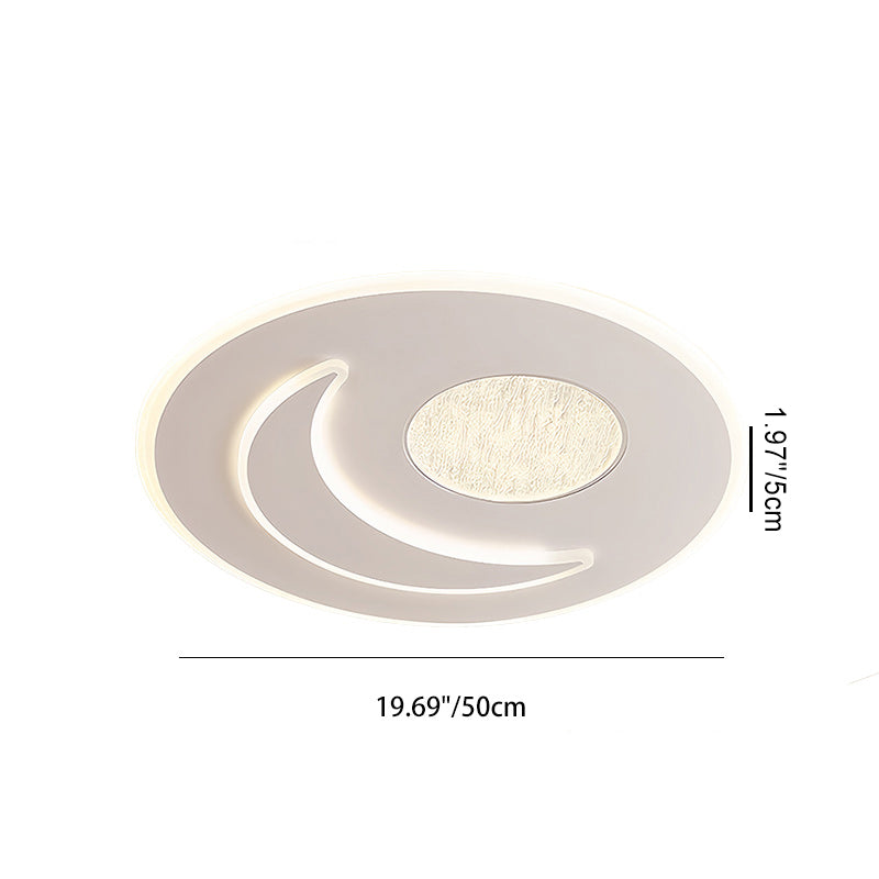 Modern Minimalist Moon Round Iron Acrylic LED Flush Mount Ceiling Light For Bedroom