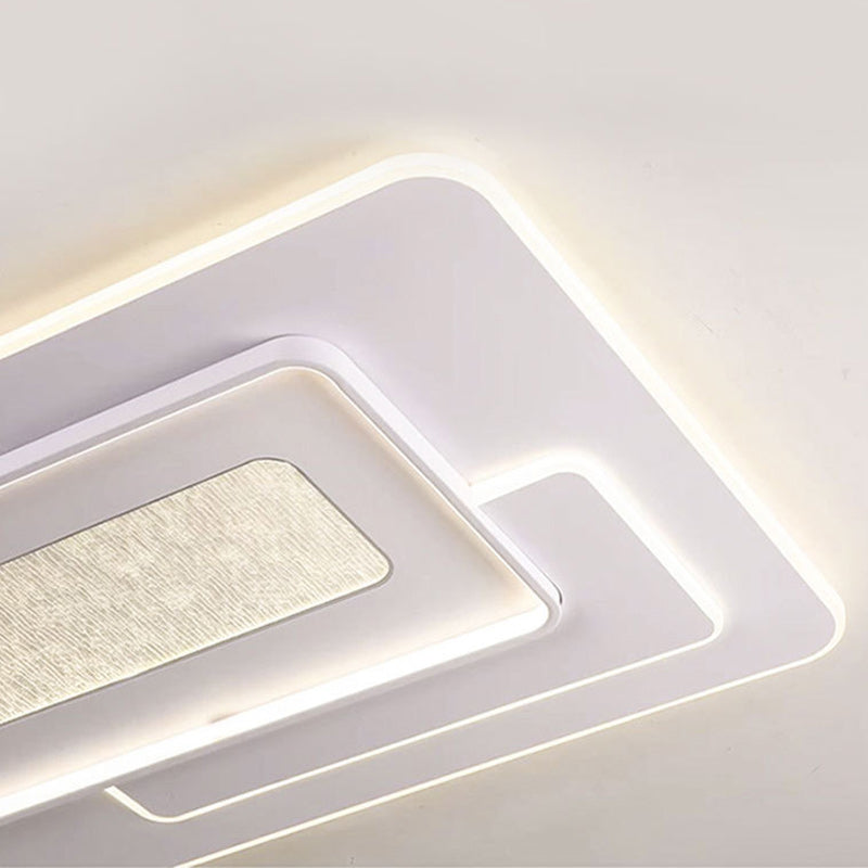 Modern Luxury Rectangular Iron Acrylic LED Flush Mount Ceiling Light For Bedroom