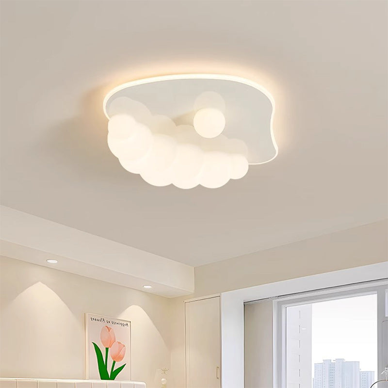 Contemporary Creative Clouds Iron PE LED Flush Mount Ceiling Light For Bedroom