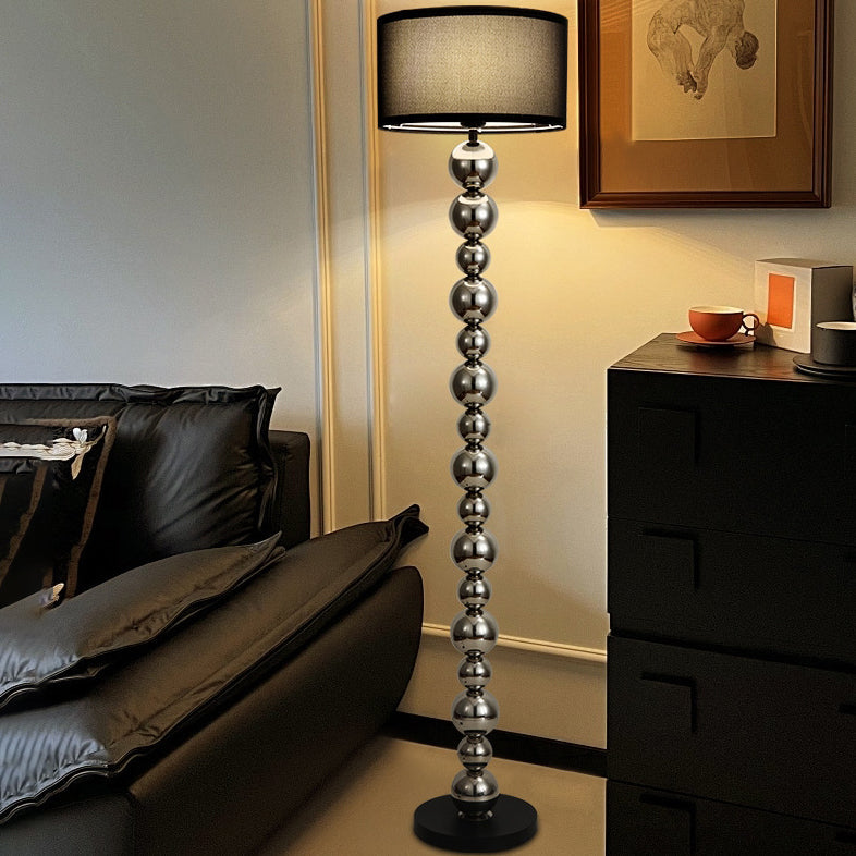 Traditional French Cylinder Iron Aluminum Fabric 1-Light Standing Floor Lamp For Living Room