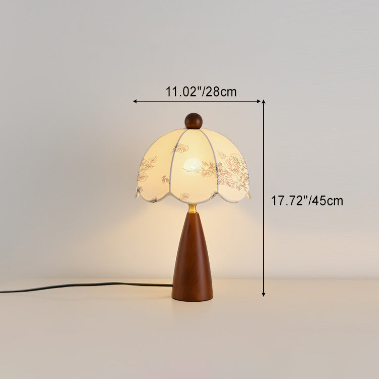 Traditional French Dome Metal Wood Fabric 1-Light Table Lamp For Bedroom
