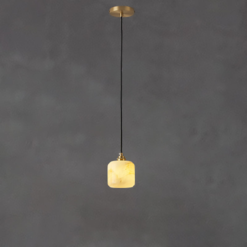 Traditional Chinese Ball Copper Jade 1-Light Pendant Light For Living Room