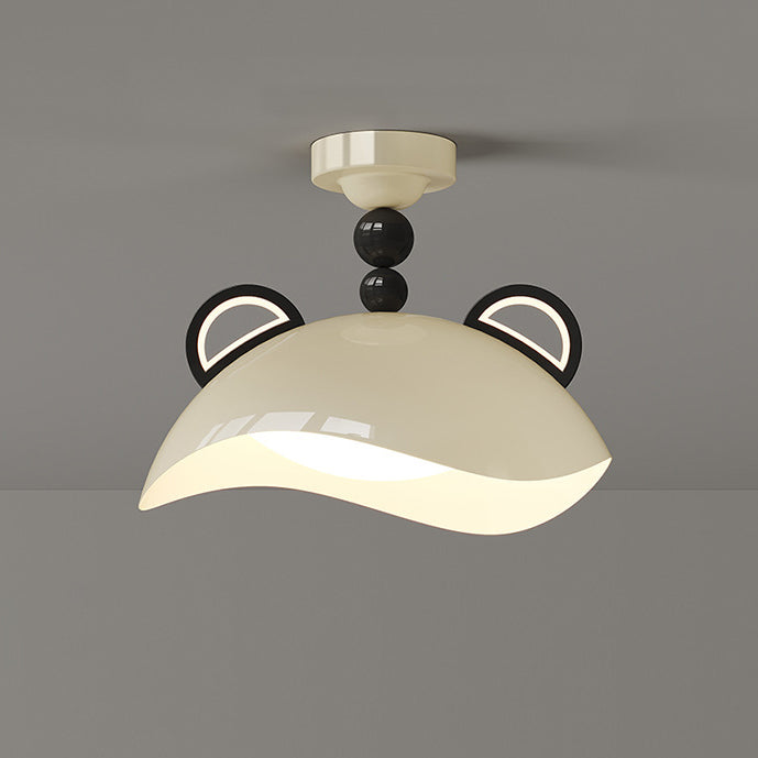 Contemporary Creative Kids Bear Iron PE LED Semi-Flush Mount Ceiling Light For Bedroom
