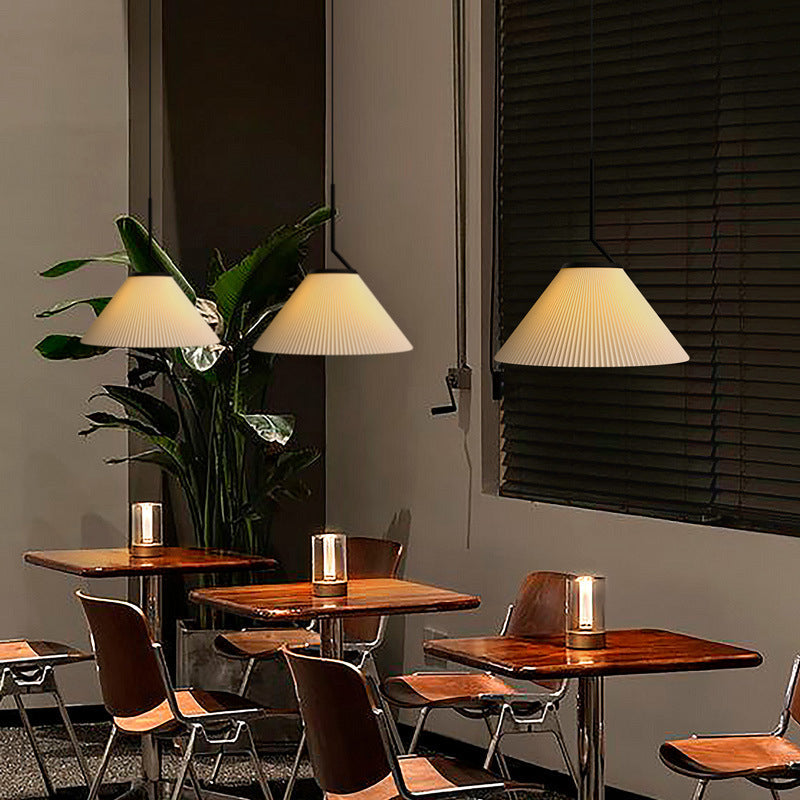 Contemporary Scandinavian Cone Metal Fabric 1-Light Pendant Light For Living Room