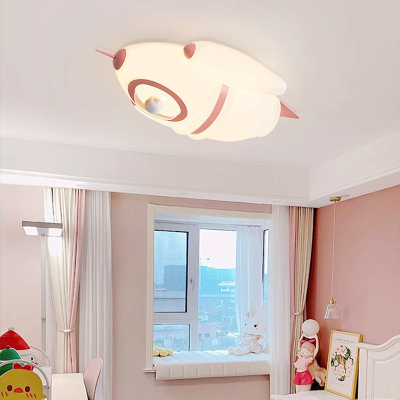 Contemporary Creative Kids Rocket Iron Acrylic LED Flush Mount Ceiling Light For Bedroom