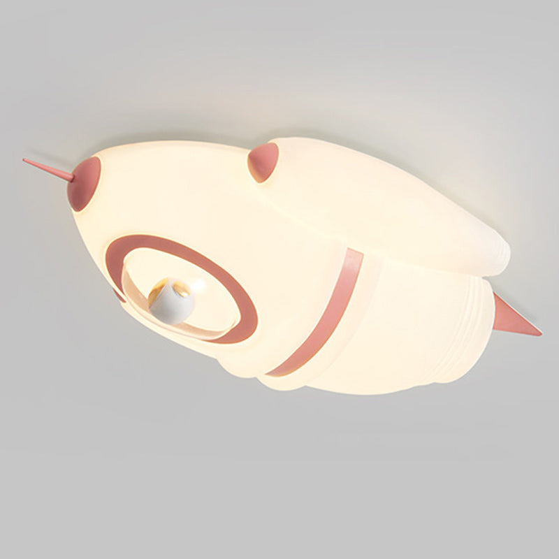 Contemporary Creative Kids Rocket Iron Acrylic LED Flush Mount Ceiling Light For Bedroom