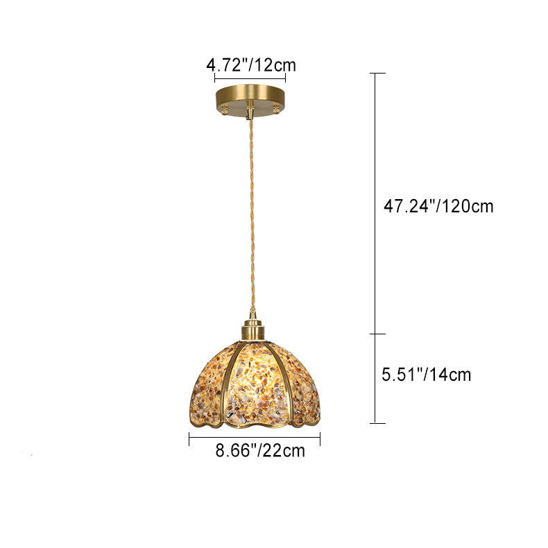 Contemporary Luxury Dome Crystal Copper 1-Light Pendant Light For Living Room