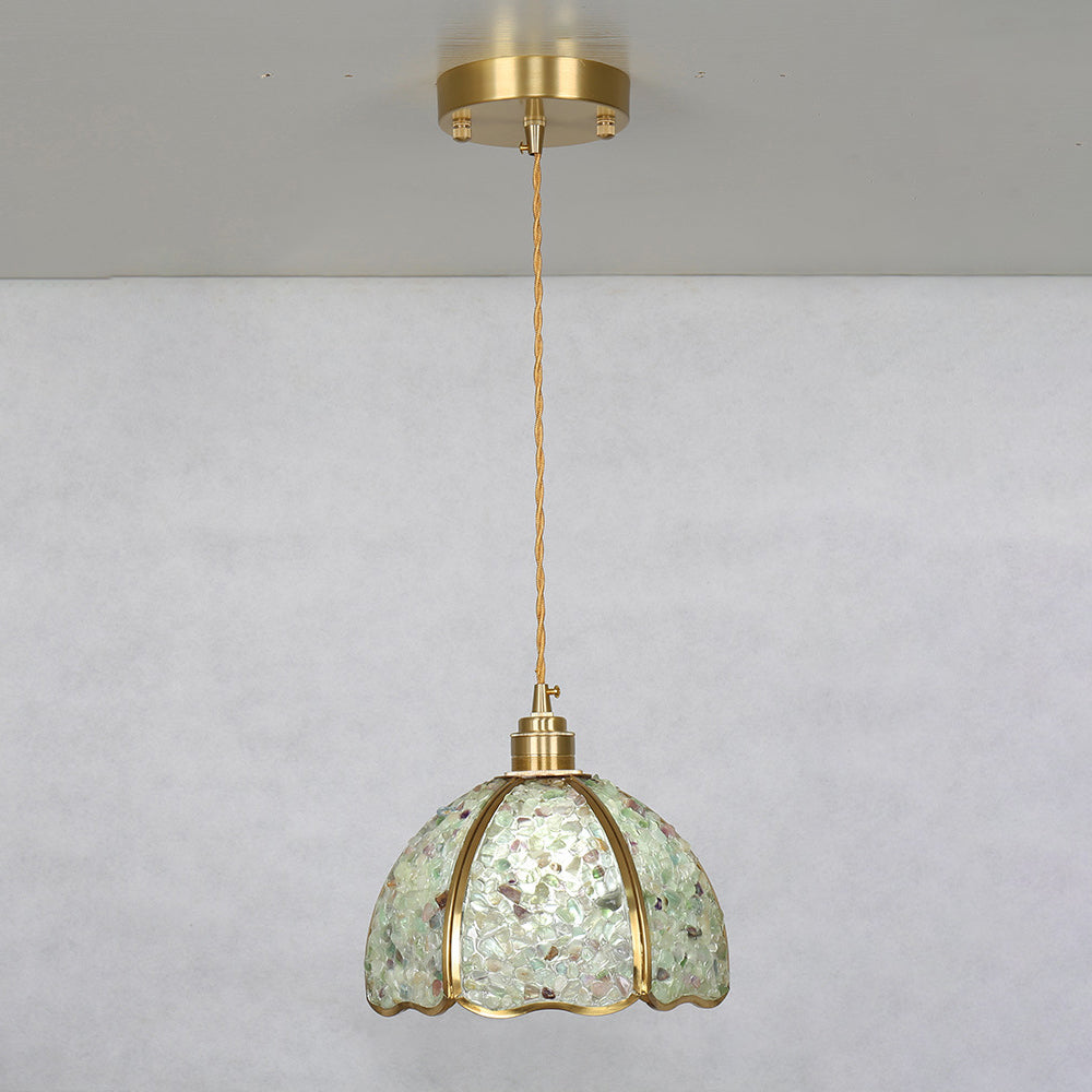 Contemporary Luxury Dome Crystal Copper 1-Light Pendant Light For Living Room