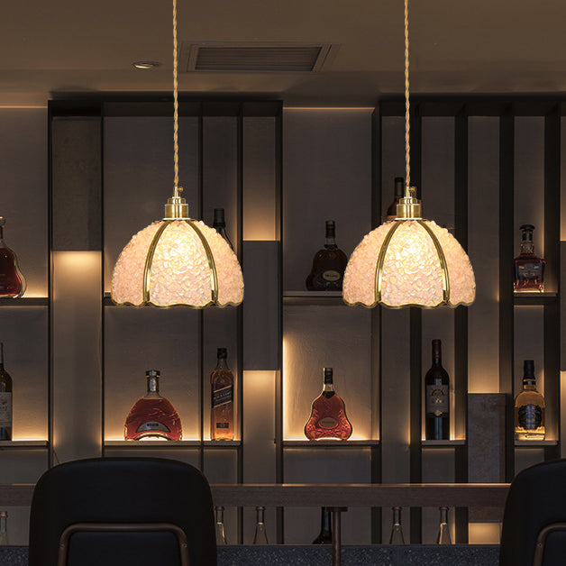 Contemporary Luxury Dome Crystal Copper 1-Light Pendant Light For Living Room
