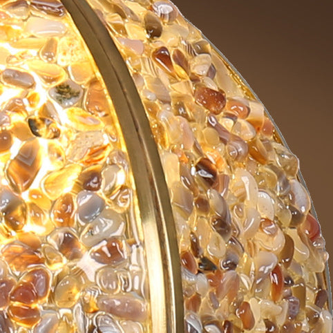 Contemporary Luxury Dome Crystal Copper 1-Light Pendant Light For Living Room