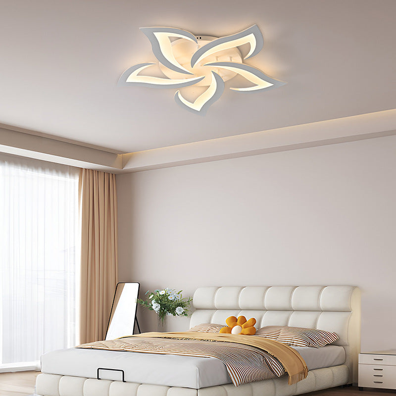 Modern Luxury Flower Iron Crystal Acrylic LED Semi-Flush Mount Ceiling Light For Bedroom