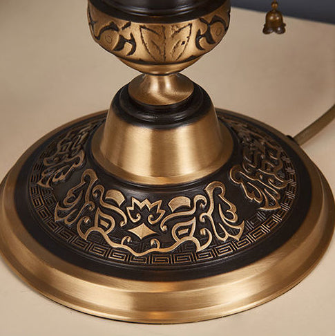 Traditional European Dome Copper Glass 2-Light Table Lamp For Bedroom