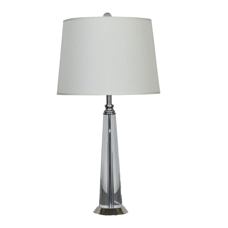 Contemporary Scandinavian Frustum Cone Crystal Fabric 1-Light Table Lamp For Bedroom