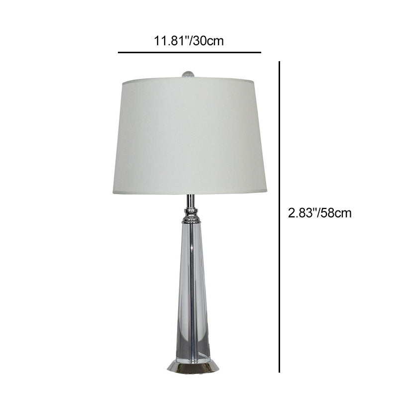Contemporary Scandinavian Frustum Cone Crystal Fabric 1-Light Table Lamp For Bedroom