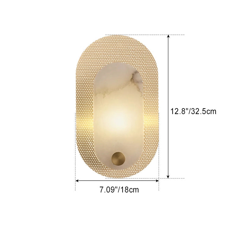 Contemporary Luxury Oval Marble Copper 1-Light Wall Sconce Lamp For Bedroom