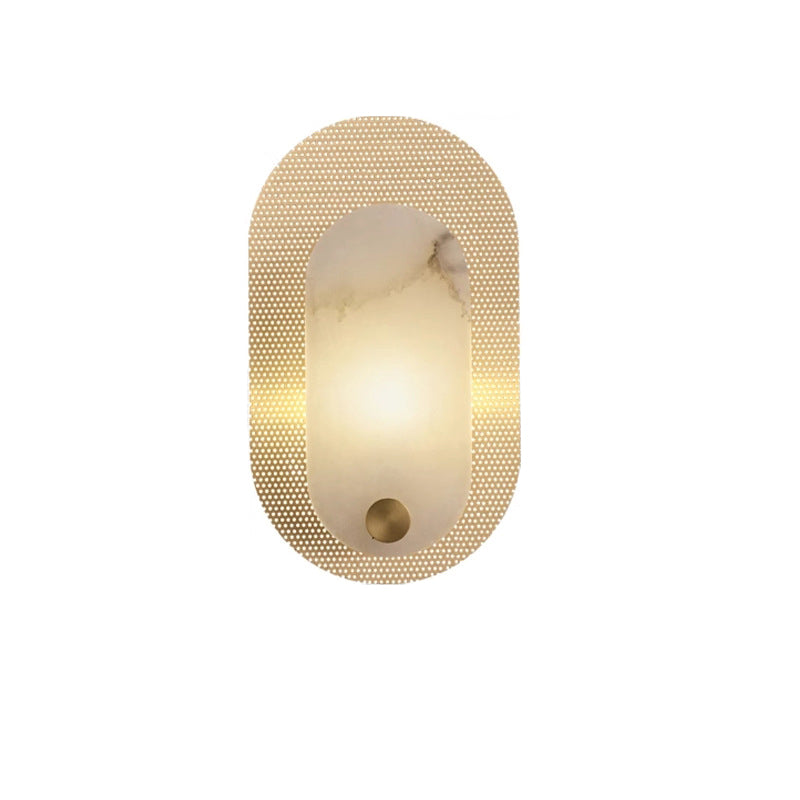 Contemporary Luxury Oval Marble Copper 1-Light Wall Sconce Lamp For Bedroom
