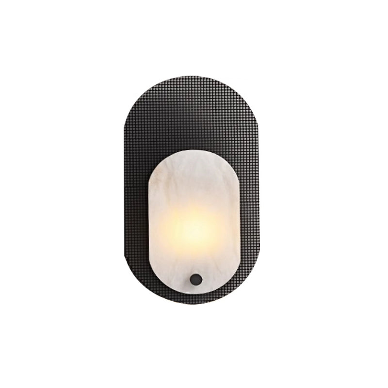 Contemporary Luxury Oval Marble Copper 1-Light Wall Sconce Lamp For Bedroom