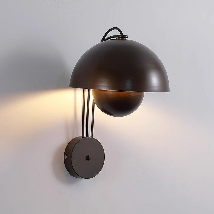 Traditional Rustic Dome Iron 1-Light Wall Sconce Lamp For Bedroom