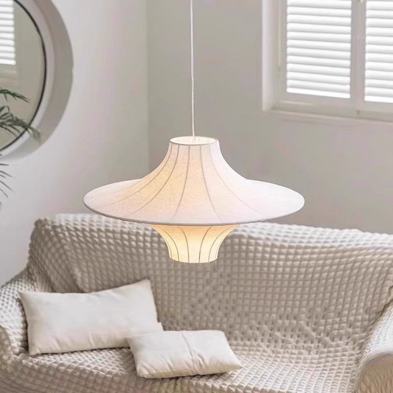 Traditional Japanese Flying Saucer Iron Silk 2/3 Light Pendant Light For Living Room