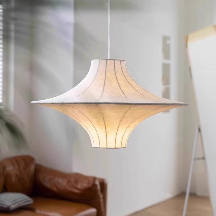 Traditional Japanese Flying Saucer Iron Silk 2/3 Light Pendant Light For Living Room