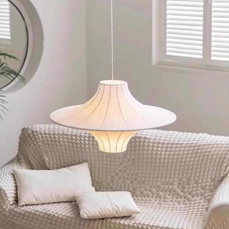 Traditional Japanese Flying Saucer Iron Silk 2/3 Light Pendant Light For Living Room