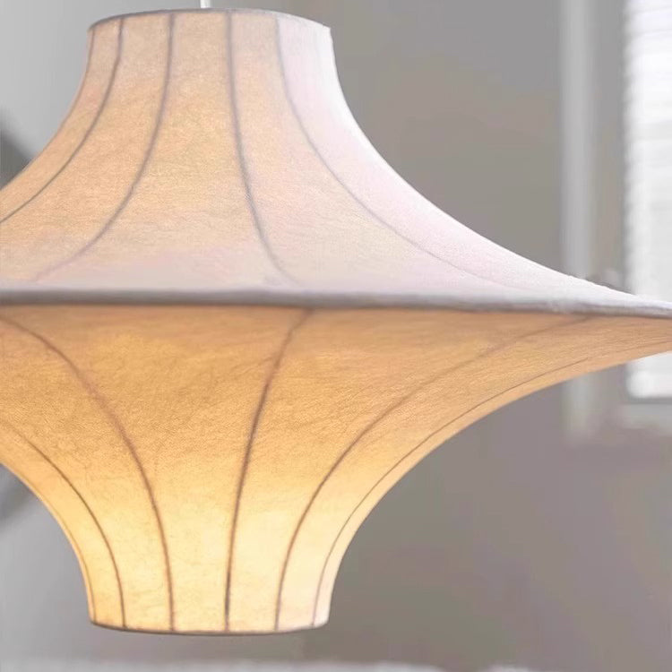 Traditional Japanese Flying Saucer Iron Silk 2/3 Light Pendant Light For Living Room