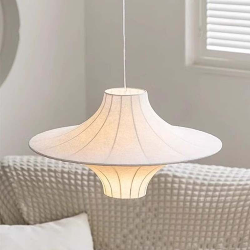Traditional Japanese Flying Saucer Iron Silk 2/3 Light Pendant Light For Living Room