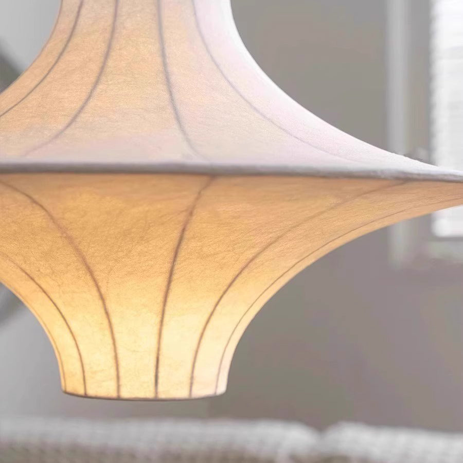 Traditional Japanese Flying Saucer Iron Silk 2/3 Light Pendant Light For Living Room